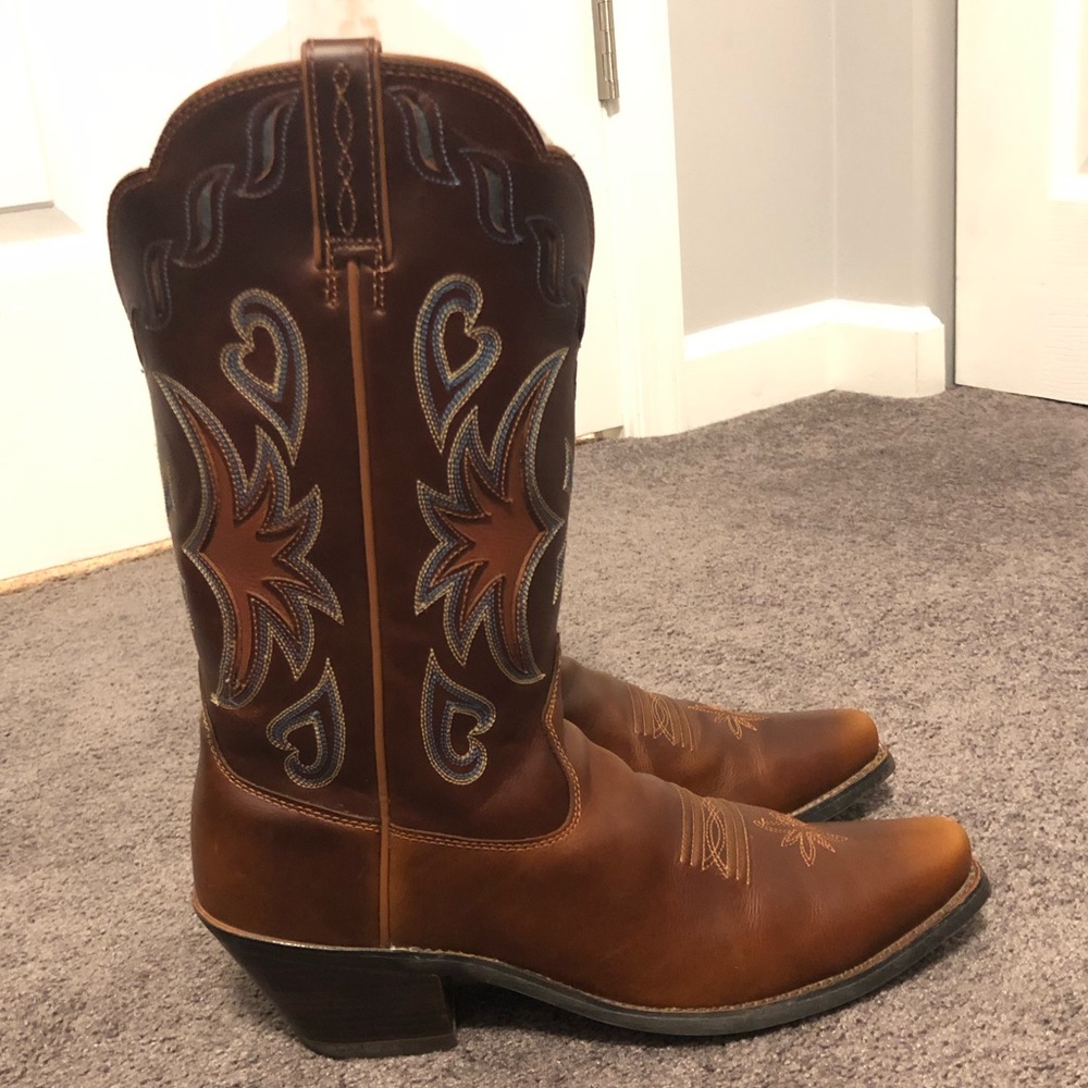 Ariat Women’s Leather Inlay Cowboy Boots, Size 10